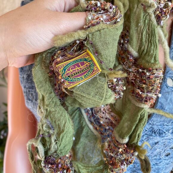 Vintage 90s Y2K Scala Collezione Scarf Boho Distressed Grunge Fairy Festival - Picture 6 of 7